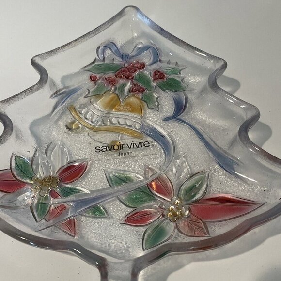 SAVOIR VIVRE Embossed Christmas Tree Server Candy Dish Holiday Spirit  7.5" NEW - Picture 3 of 7